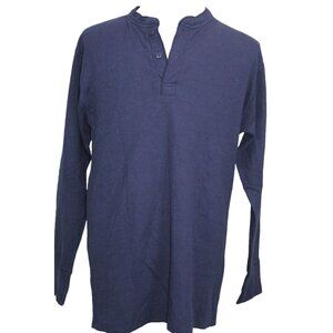 LL Bean River Driver Shirt 2-Layer Mens Large Henley Thermal Navy Blue Canada